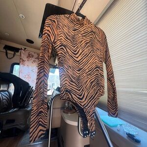 Zebra Print Long Sleeve Bodysuit